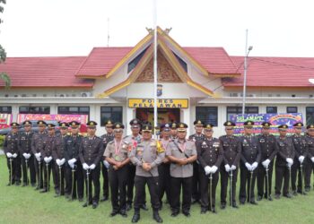 AKBP Suwinto Pimpin Pelepasan Purna Bakti dan Pengantar Tugas Personel Polres Pelalawan