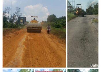 Jelang Mudik Lebaran, Pemkab Rohul Kebut Perbaikan Jalan yg Rusak
