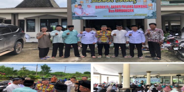 Ratusan Jamaah Rawa Jitu Timur, Antusias Ikuti Pengajian Majelis Dhuha Nasional yang digelar Pj. Bupati Tulang Bawang