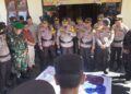 AKBP Budi Setiyono Pimpinan Apel Pergeseran Pasukan PAM PSU Pemilu 2024 di 31 TPS Dapil III Desa Tambusai Utara