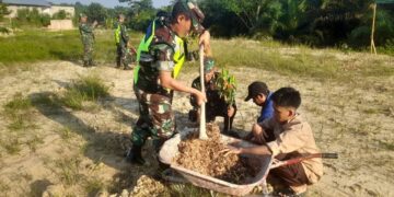 Bersatu Dengan Alam Untuk Indonesia Hijau, Koramil 04/Pangkalan Kuras Tanam Ratusan Pohon
