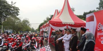 Forkopimda Kabupaten Rokan Hulu Lepas Pawai Safety Riding, Kampanye Keselamatan Merah Putih 2024