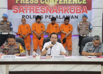 Polres Pelalawan Ungkap Jaringan Internasional Peredaran Narkoba, Amankan 5 Kg Sabu dan 1.870 Pil Ekstasi