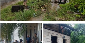 SATPOL PP Rohul Lakukan Peninjauan dan Aksi Gotong Royong di Lokasi Terdampak Banjir Desa Langkitin